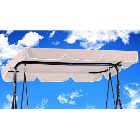 Toit de Remplacement pour Siège de Balançoire de Jardin 250 x 190 cm Imperméable Anti-vent Tissu Polyster Beige Jaune (1/5)