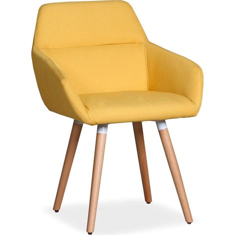Chaise Fauteuil scandinave Tissu Jaune (1/5)