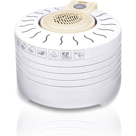 MPM MSG-03 Deshidratador Alimentos, 4 Bandejas, Seca Frutas, Verduras, Carne, Hierbas, sin BPA 250W Blanco (1/5)
