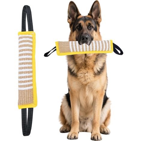 Jouet chien indestructible boudin 30 cm – corde jaune, nettoie dents et gencives, jeu interactif d'entraînement (1/5)