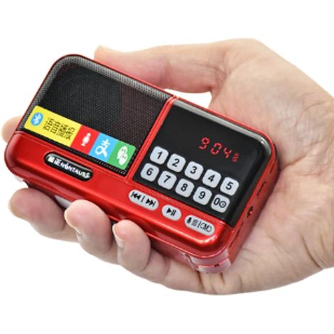 Mini radio portable FM avec haut-parleur Bluetooth sans fil, lecteur/enregistreur de musique compatible carte TF/USB/casque et affichage numérique LED. (1/5)