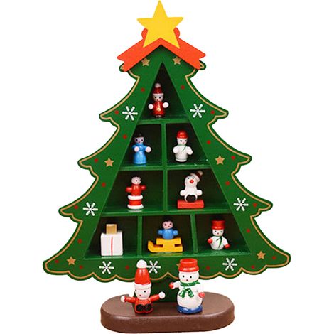 Arbre De Noël De Bureau - En Bois - 25 Cm - Décor Festif Pour Bureau Ou Intérieur - 1 Pièce (1/5)