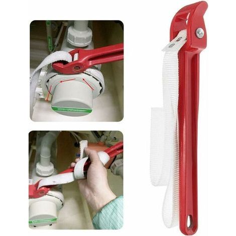 1 clé à sangle standard, clé à molette réglable de 30,5 cm, outil de retrait universel de filtre à huile, longueur 82 cm, poignée 30 cm (rouge) (1/5)