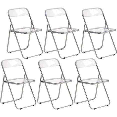 Set of 6 Folding Chairs PET Transparent Maximum Load 150 kg (1/5)