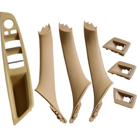 CCYKXA Beige-7Pc Poignée Porte Pour BMW 5 Serie F10 F11 520d 530d 535i 550i 51417225857 51417225853 Poignée Porte Intérieure Panneau Tirer Revêtement D'habillage Accessoires Voiture Porte Poignée