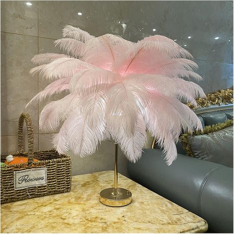 Lampe de Table LED Plume Tactile USB Rechargeable Veilleuse Décoration Chambre Mariage (1/3)