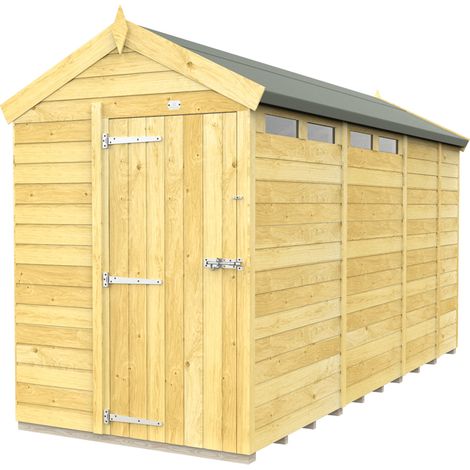 5 x 13 Feet Apex Security Shed - Single Door - Wood - L387 x W147 x H217 cm