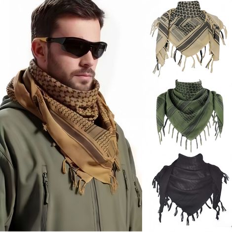 110 cm langer Jacquard-Schal aus reiner Baumwolle mit Quasten, vielseitiger Nackenwärmer für den Außenbereich, modisches Quasten-Tuch/Kopftuch für Damen und Herren. (1/3)