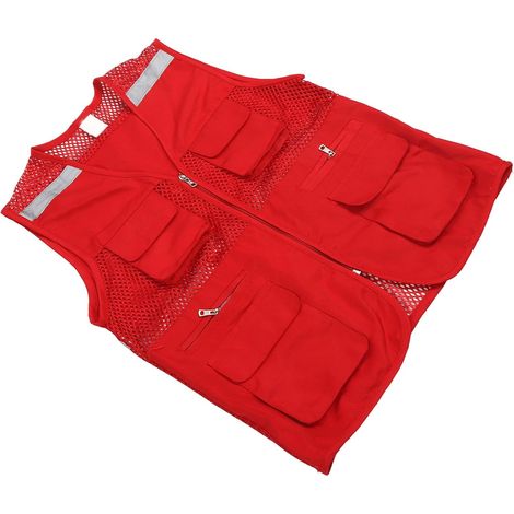 Gilet Réfléchissant de sécurité en Coton, Gilet Réfléchissant Multi-poches avec Design Imprimable, Haute visibilité pour les Journalistes, le Personnel Publicitaire, les équipes de Mariage et (1/5)