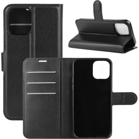 Housse iPhone 12 Pro Max - Marque Non Spécifiée - Support Portefeuille - Anti-chocs - Noir - PU Cuir (1/4)