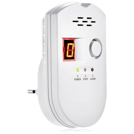 [NUNCA USADO] Detectores de gas, alarma de GLP/gas natural/gas ciudad, con alarma sonora y pantalla digital LED, monitor de metano, propano y butano (blanco)