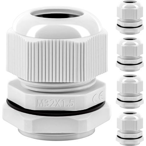 Lot de 5 presse-étoupes étanches IP68 - Passe-câbles M32 - Pour extérieur et jardin - Boîte de dérivation - En plastique et nylon (1/5)