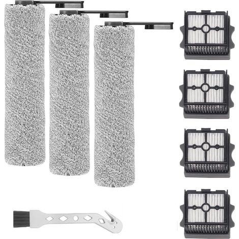 Rouleau de brosse de rechange et Filtre HEPA pour Tineco Floor One S5 Combo / S5 Combo Power Kit aspirateur humide et sec, 3 X rouleaux de brosse + 4 X filtres + 1X brosse de nettoyage (1/4)