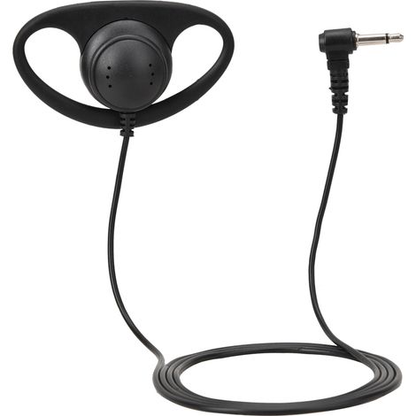 Auricolare singolo da 3,5 mm di tipo D, con auricolare a sospensione per microfono di ricetrasmittente (nero) (1/5)