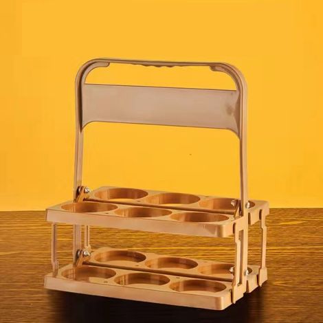 Porte-bouteilles portable, couleur unie, pliable, pour ranger les boissons, panier de pique-nique avec poignée, marron-AquaForge