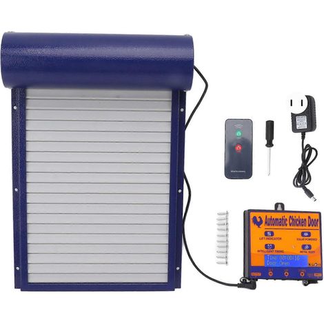 Automatische 3-in-1 Hühnerstalltür mit Lichterkennung, Timer und Fernbedienung, ideal für die Zucht (100-240V, blauer US-Stecker).