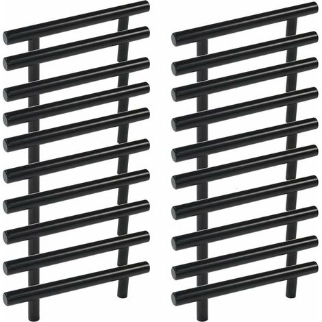 GABRIELLE 20 Stück schwarze Möbelgriffe, schwarze Küchenmöbelgriffe, T-Schrank- und Schubladengriffe, schwarzer Mittenabstand 160 mm (1/5)