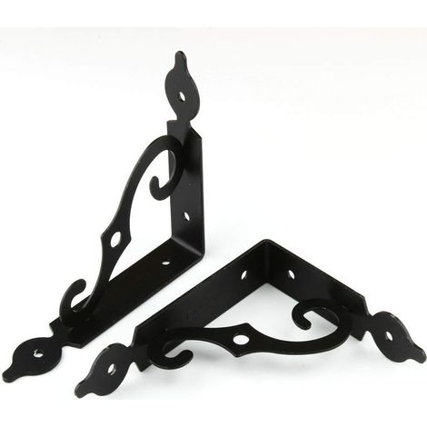 4 Pièces Equerre Etagere Murale, Équerre pour Étagere Murale en Fer, Fixation Murale En Forme De L Support, pour le Support deMontage Mural, le Jardin, la Décoration de Bricolage(Noir) (1/5)