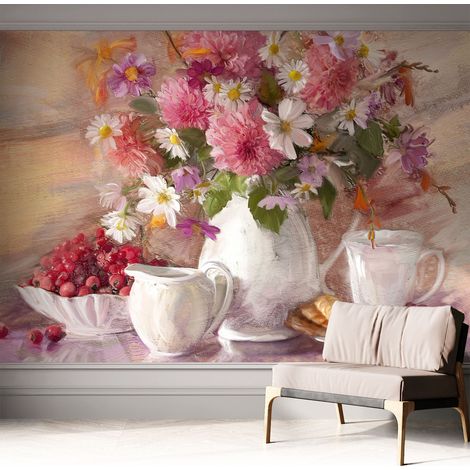 Carta da parati autoadesiva - impermeabile - murale da parete - decorazione murale - Fiori di campo 312x219 cm (1/5)