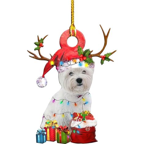 Adorno Navideño Perro - Figura de Madera para Árbol de Navidad - Decoración Navideña - 10 cm (1/5)