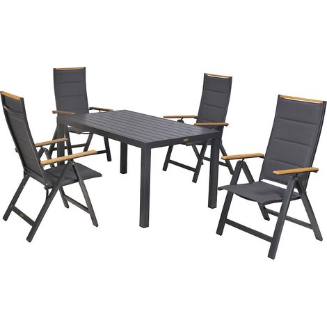 Verona Set 5tlg Alu/Text/Kunst Tisch 150 x 90 cm