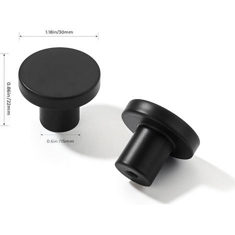 10 Pack Cabinet Knobs Black Kitchen Cabinet Knobs Round Dresser Drawer Knobs Matte Black Drawer Pulls Closet Door Knobs 1-1/5 Inch (1/4)