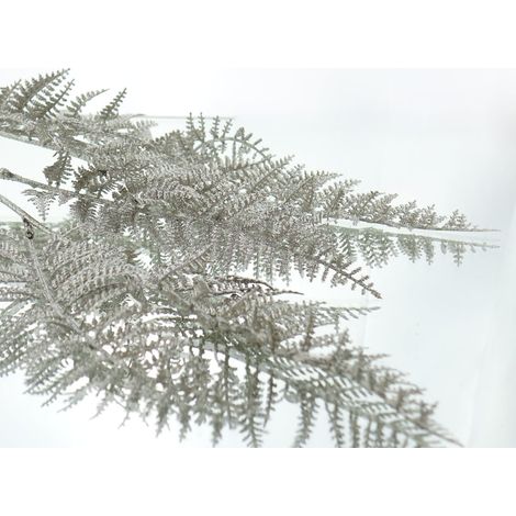 CREATIV home Weihnachtsdeko Farnzweig Silberfarben 78 cm - Kunstblumen