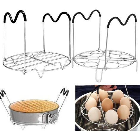1 en Acier Inoxydable Dessous De Plateau Vapeur + 1 de Support à Oeufs 9 Trous avec poignées en Silicone pour autocuiseur Instant Pot 6 QT 8 QT (1/5)