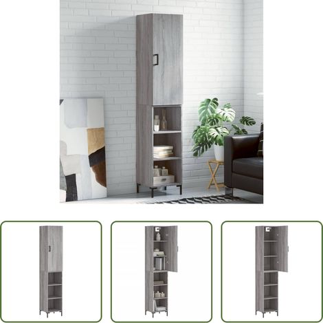 Holzwerkstoff - Highboard Grau Sonoma 34,5x34x180 cm Holzwerkstoff (1/5)