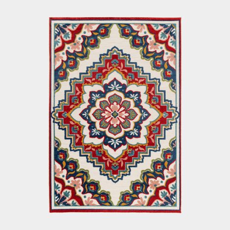 Tapis de salon ou d'extérieur ethnique - Rosace - Multicolore - 160 x 230 cm (1/5)