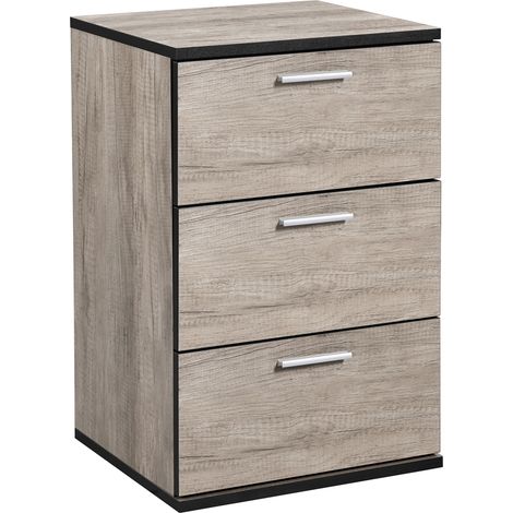 Homevive Mesitas de Noche Blancas 40x35x60cm Mesilla de Noche con 3 Cajones de Madera para Dormitorio Salón Gris (1/5)