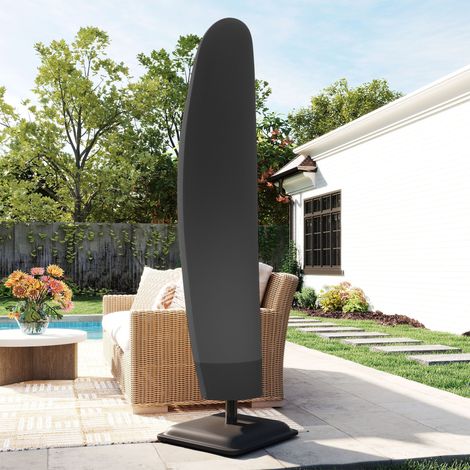 Housse pour Parasol 3x3 m Imperméable, Étui de Protection pour Parasol à Bascule avec Fermeture Éclair et Corde, Noir (1/5)