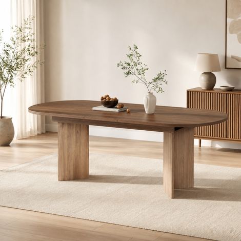 Mesa extensible comedor 200x90x75 cm MDF nogal, 6-8 personas FloraGrace (1/5)