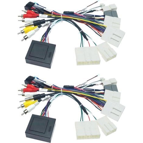 Deux faisceaux de câblage d'alimentation audio radio Android à 16 broches compatibles avec Nissan X-Trail/Tiida 2014-2017, avec boîtier CAN bus, accessoires automobiles. (1/5)