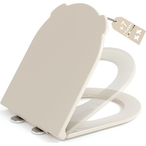 AquaWise Abattant WC avec Frein de Chute Cuvette WC Charnière Réglable Démontage Rapide Duroplast Facile Nettoyer Antibactérien Beige