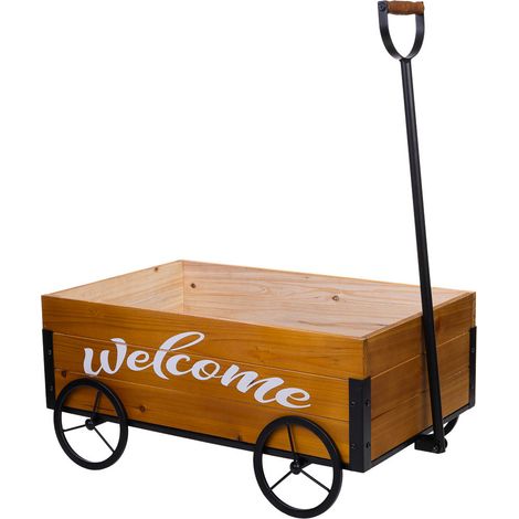 Carretilla de madera y metal con mango de arrastre 63x39,5x72h cm