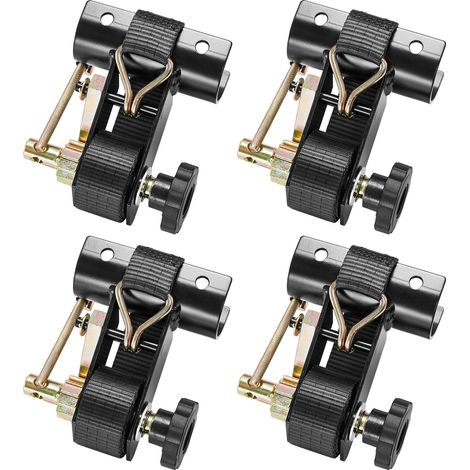 VEVOR Correas de Trinquete para Portaequipajes, 38 mm x 2,25 m, Montaje en Tubo Redondo Negro de 47,6-50,8 mm, con Ganchos Dobles en J, Carga de Trabajo de 226,8 kg, con Hebilla de Carga, 4 uds (1/5)