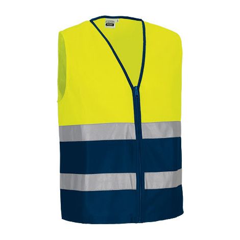 Chaleco reflectante bicolor VALENTO PALMER XL Amarillo flúor / Azul marino orión (1/3)
