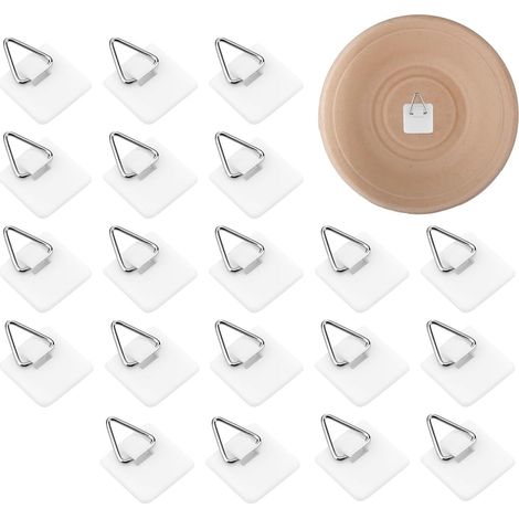 Set of 20 self-adhesive hooks, made of galvanized metal, rustproof, wear-resistant, ideal for smooth surfaces – Perfect for hanging photos, decorations and more, support (1/5)