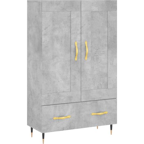 Aparador buffet cómoda mueble mueble de almacenaje organizador cocina salón salón alto 69,5 x 31 x 115 cm madera contrachapada gris 020034469
