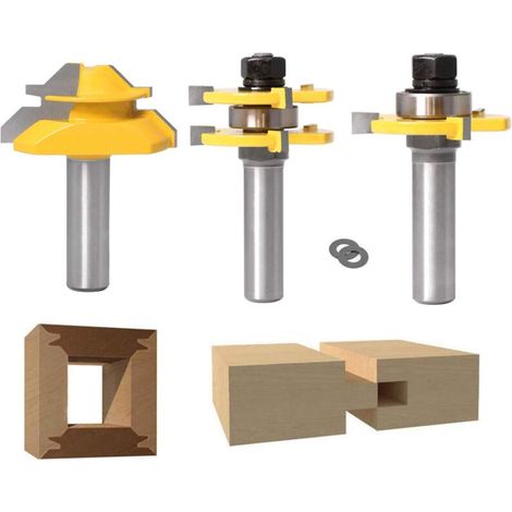 12.7mm 45 Degrés Verrouiller Mitre Routeur Bit + Mèche de Langue + Fraise à Rainurer-Fraise à Bois pour Outils de Menuiserie (1/2') NPTERBL (1/5)