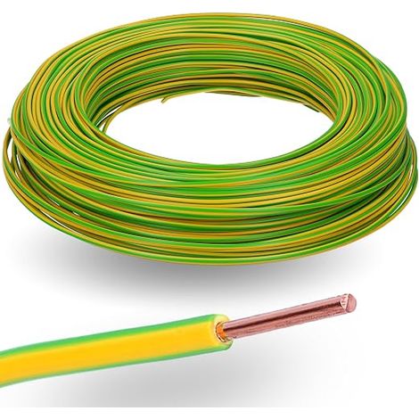Câble H07V-U 10m - 1 x 2,5 mm² Vert-Jaune - Fil de Terre Rigide (1/5)