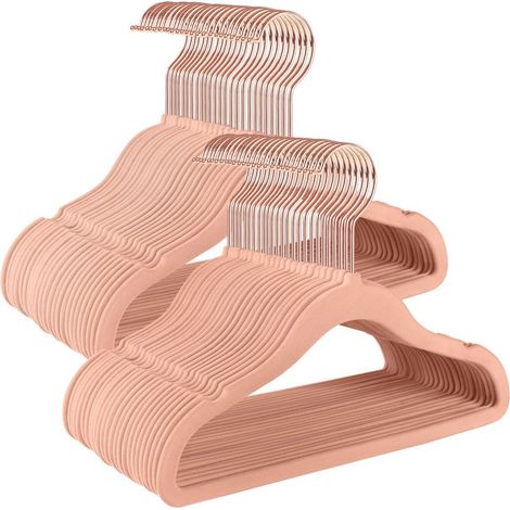 50 Cintres Enfants Velours Antidérapant Rose 30x20,5cm Crochet Pivotant 360° Gain de Place (1/5)