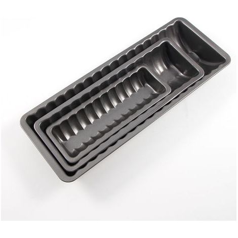 Ensemble de 3 moules à gâteau en bûche, moule rectangulaire, moule à pâtisserie, moule à bûche, moule à gâteau, acier inoxydable, noir, 20 + 25 + 30 cm (1/4)