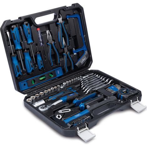 Scheppach Coffret multi outils WZK120 – Mallette à outils – Coffret à outils – 97 outils – Outils en acier chrome vanadium – Tournevis, douilles, pinces, clés