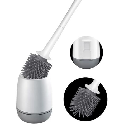 Brosse De Toilette Balayette WC Murale en Silicone Récipient à Séchage Rapide, Manche Long, Pas De Points Morts (1/5)