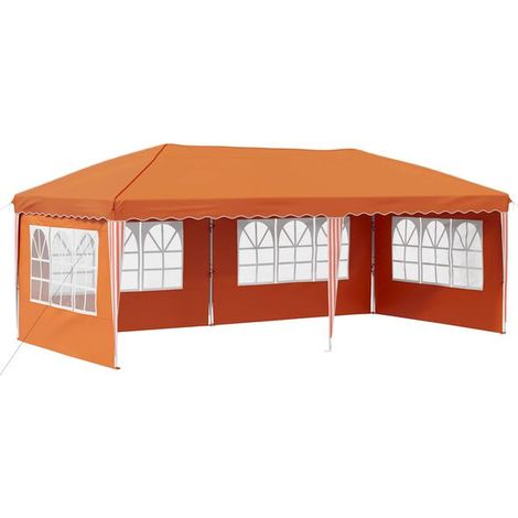 Tente de réception portable orange, dimensions : 575 x 289 x 245 cm (1/5)