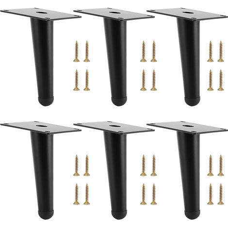 Lot de 6 Pieds de Meuble Réglables Inclinés 12 cm - Pieds de Meubles en Métal Noir avec Vis - pour Canapé, Table, Chaise, Lit, Bricolage (1/5)