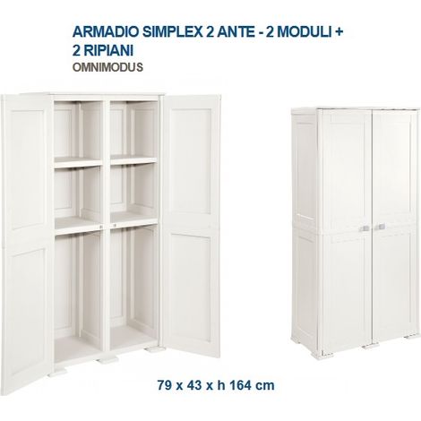 Mobile Armadio Armadietto in resina arianna alto panna 79 x 43 x 164 cm (1/2)