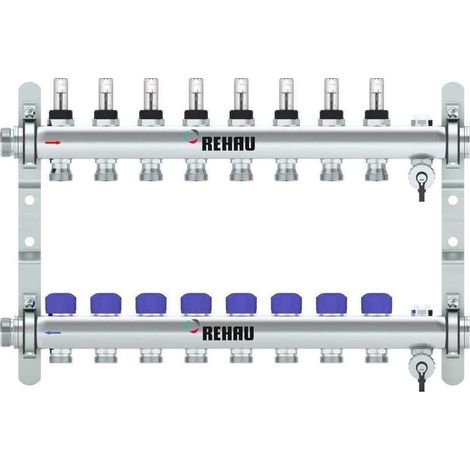 REHAU Verteiler HKV-D Easyflow Edelstahl 8 Kreise, mit Durchflussanzeige min/max, 13831801200 (1/5)